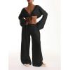 imageWomens Linen Pants Wide Leg Loose Cotton Swimsuit Coverups Summer Pants Beach Vacation OutfitsPure Black