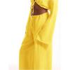 imageWomens Linen Pants Wide Leg Loose Cotton Swimsuit Coverups Summer Pants Beach Vacation OutfitsPure Yellow