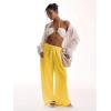 imageWomens Linen Pants Wide Leg Loose Cotton Swimsuit Coverups Summer Pants Beach Vacation OutfitsSolid Yellow