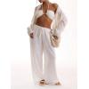 imageWomens Linen Pants Wide Leg Loose Cotton Swimsuit Coverups Summer Pants Beach Vacation OutfitsWhite