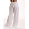 imageWomens Linen Pants Wide Leg Loose Cotton Swimsuit Coverups Summer Pants Beach Vacation OutfitsWhite