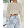 imageWomens Long Sleeve Open Front Crop Cardigan Drop Shoulder Bolero Shrug Lightweight SweaterApricot