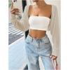 imageWomens Long Sleeve Open Front Crop Cardigan Drop Shoulder Bolero Shrug Lightweight SweaterApricot