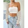 imageWomens Long Sleeve Open Front Crop Cardigan Drop Shoulder Bolero Shrug Lightweight SweaterApricot