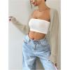 imageWomens Long Sleeve Open Front Crop Cardigan Drop Shoulder Bolero Shrug Lightweight SweaterBeige