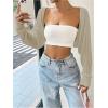 imageWomens Long Sleeve Open Front Crop Cardigan Drop Shoulder Bolero Shrug Lightweight SweaterBeige