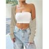 imageWomens Long Sleeve Open Front Crop Cardigan Drop Shoulder Bolero Shrug Lightweight SweaterBeige