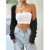 imageWomens Long Sleeve Open Front Crop Cardigan Drop Shoulder Bolero Shrug Lightweight SweaterBlack