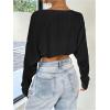 imageWomens Long Sleeve Open Front Crop Cardigan Drop Shoulder Bolero Shrug Lightweight SweaterBlack