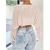 imageWomens Long Sleeve Open Front Crop Cardigan Drop Shoulder Bolero Shrug Lightweight SweaterLight Pink