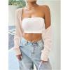 imageWomens Long Sleeve Open Front Crop Cardigan Drop Shoulder Bolero Shrug Lightweight SweaterLight Pink
