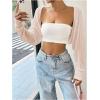 imageWomens Long Sleeve Open Front Crop Cardigan Drop Shoulder Bolero Shrug Lightweight SweaterLight Pink