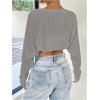 imageWomens Long Sleeve Open Front Crop Cardigan Drop Shoulder Bolero Shrug Lightweight SweaterSolid Grey