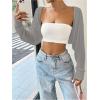 imageWomens Long Sleeve Open Front Crop Cardigan Drop Shoulder Bolero Shrug Lightweight SweaterSolid Grey