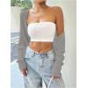 imageWomens Long Sleeve Open Front Crop Cardigan Drop Shoulder Bolero Shrug Lightweight SweaterSolid Grey