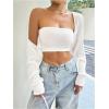imageWomens Long Sleeve Open Front Crop Cardigan Drop Shoulder Bolero Shrug Lightweight SweaterWhite