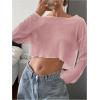 imageWomens Mesh Sheer Tops Drop Shoulder Lettuce Trim Crop Tops Loose Streetwear Long Sleeve Tee Shirt Going Out TopsPink