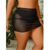imageWomens Plus Size Drawstring Sheer Mesh Cover Up Skirt Ruched Side Cover UpsBlack