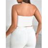 imageWomens Plus Size Halter Tops for Women Draped Cowl Neck Sleeveless Asymmetrical Crop Low Cut Cami TopsBeige