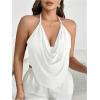 imageWomens Plus Size Halter Tops for Women Draped Cowl Neck Sleeveless Asymmetrical Crop Low Cut Cami TopsBeige