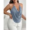 imageWomens Plus Size Halter Tops for Women Draped Cowl Neck Sleeveless Asymmetrical Crop Low Cut Cami TopsDusty Blue