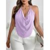 imageWomens Plus Size Halter Tops for Women Draped Cowl Neck Sleeveless Asymmetrical Crop Low Cut Cami TopsMauve Purple