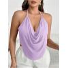 imageWomens Plus Size Halter Tops for Women Draped Cowl Neck Sleeveless Asymmetrical Crop Low Cut Cami TopsMauve Purple