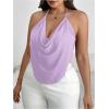 imageWomens Plus Size Halter Tops for Women Draped Cowl Neck Sleeveless Asymmetrical Crop Low Cut Cami TopsMauve Purple