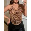 imageWomens Plus Size Halter Tops for Women Draped Cowl Neck Sleeveless Asymmetrical Crop Low Cut Cami TopsMulticolor