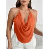 imageWomens Plus Size Halter Tops for Women Draped Cowl Neck Sleeveless Asymmetrical Crop Low Cut Cami TopsOrange