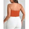 imageWomens Plus Size Halter Tops for Women Draped Cowl Neck Sleeveless Asymmetrical Crop Low Cut Cami TopsOrange