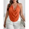 imageWomens Plus Size Halter Tops for Women Draped Cowl Neck Sleeveless Asymmetrical Crop Low Cut Cami TopsOrange