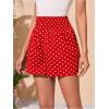 imageWomens Polka Dots Print Color Block Shorts Shirred Waistband Wide Leg Mini ShortsRed