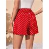 imageWomens Polka Dots Print Color Block Shorts Shirred Waistband Wide Leg Mini ShortsRed