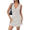 imageWomens Polka Dots V Neck Tank Dress Sleeveless Summer A Line Dresses Sexy Mini DressApricot