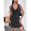imageWomens Polka Dots V Neck Tank Dress Sleeveless Summer A Line Dresses Sexy Mini DressBlack and White