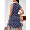 imageWomens Polka Dots V Neck Tank Dress Sleeveless Summer A Line Dresses Sexy Mini DressDark Blue