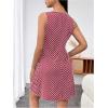 imageWomens Polka Dots V Neck Tank Dress Sleeveless Summer A Line Dresses Sexy Mini DressDark Pink