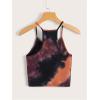 imageWomens Ribbed Knit Tie Dye Camisole Top Sleeveless Slim Fit Crop Tops Y2K Cami Streetwear Women ShirtsPurple Orange