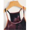 imageWomens Ribbed Knit Tie Dye Camisole Top Sleeveless Slim Fit Crop Tops Y2K Cami Streetwear Women ShirtsPurple Orange