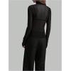 imageWomens Sheer Mesh High Neck T Shirts Long Sleeve Slim Fit Tee Tops ClubwearBlack