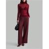 imageWomens Sheer Mesh High Neck T Shirts Long Sleeve Slim Fit Tee Tops ClubwearBurgundy