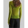 imageWomens Sheer Mesh High Neck T Shirts Long Sleeve Slim Fit Tee Tops ClubwearGreen