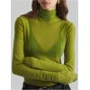 imageWomens Sheer Mesh High Neck T Shirts Long Sleeve Slim Fit Tee Tops ClubwearGreen