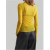 imageWomens Sheer Mesh High Neck T Shirts Long Sleeve Slim Fit Tee Tops ClubwearYellow