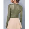 imageWomens Sheer Mesh Long Sleeve T Shirts Boat Neck Slim Fit Tee Tops Going Out See Through ShirtsArmy Green