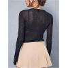 imageWomens Sheer Mesh Long Sleeve T Shirts Boat Neck Slim Fit Tee Tops Going Out See Through ShirtsBlack