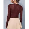 imageWomens Sheer Mesh Long Sleeve T Shirts Boat Neck Slim Fit Tee Tops Going Out See Through ShirtsBurgundy