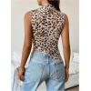 imageWomens Sheer Mesh Mock Neck Tank Tops Sleeveless Asymmetrical Hem Crop Tops ClubwearBrown
