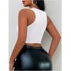imageWomens Sheer Mesh Sleeveless Tank Top Slim Fit Crew Neck Crop Tops Party Club TopsWhite